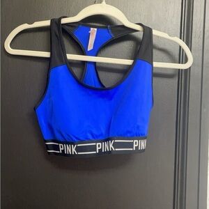PINK Victoria's Secret Black and Blue Sports Bra